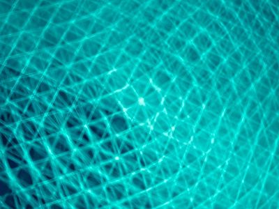 Vibrant cyan geometric patterns symbolizing energy and focus